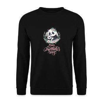 Happy Mother's Day Floral Wreath Mum Panda - Unisex Pullover - Schwarz - Vorne - Alina (178cm) & Michal (187cm)