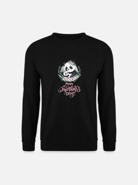 Happy Mother's Day Floral Wreath Mum Panda - Unisex sweater - sort