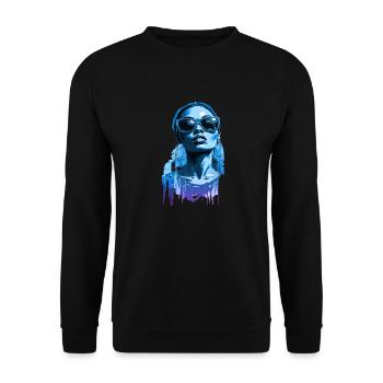 Schöne weibliche Malkunst Gesicht bunte Frau - Unisex Pullover - Schwarz - Vorne - Alina (178cm) & Michal (187cm)