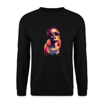 Schöne weibliche Malkunst Gesicht bunte Frau - Unisex Pullover - Schwarz - Vorne - Alina (178cm) & Michal (187cm)