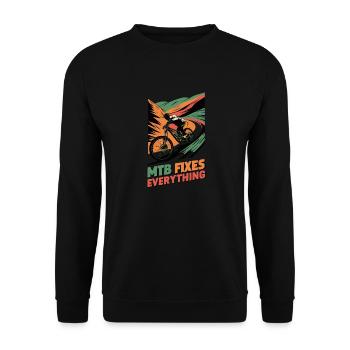 MTB Fixes Everything for Mountain Bike Fans - Unisex Sweatshirt - black - Front - Alina (178cm) & Michal (187cm)
