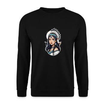 Indian- Native American - USA - Unisex Sweatshirt - black - Front - Alina (178cm) & Michal (187cm)