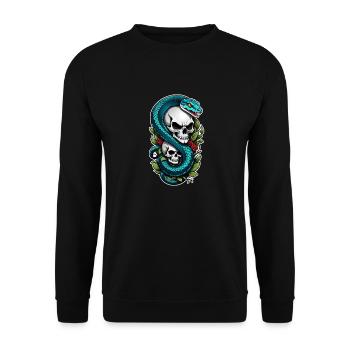 serpent squelette et tatouage - Sweat-shirt Unisexe - noir - Devant - Alina (178cm) & Michal (187cm)