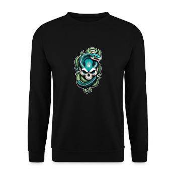 serpent squelette et tatouage - Sweat-shirt Unisexe - noir - Devant - Alina (178cm) & Michal (187cm)