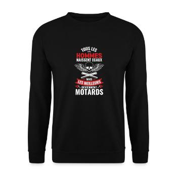 Tous Les Hommes Naissent Égaux Humour Motards - Sweat-shirt Unisexe - noir - Devant - Alina (178cm) & Michal (187cm)