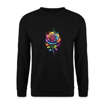 Blume - Regenbogen Rosa - Unisex Pullover - Schwarz - Vorne - Alina (178cm) & Michal (187cm)