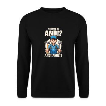 Handwerker Andi Arbeit Geschenk Sprüche Lustig - Unisex Pullover - Schwarz - Vorne - Alina (178cm) & Michal (187cm)