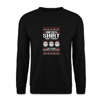 Weihnachtsmann Weihnachtsfest Ugly Christmas - Unisex Pullover - Schwarz - Vorne - Alina (178cm) & Michal (187cm)