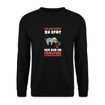 Santa Claus Christmas Party Sloth - Unisex Sweatshirt - black - Front - Alina (178cm) & Michal (187cm)