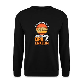 Opa Und Enkel - Unisex Pullover - Schwarz - Vorne - Alina (178cm) & Michal (187cm)