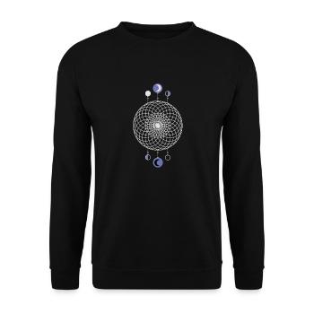 Geometric Pattern Moon Phases - Unisex Sweatshirt - black - Front - Alina (178cm) & Michal (187cm)