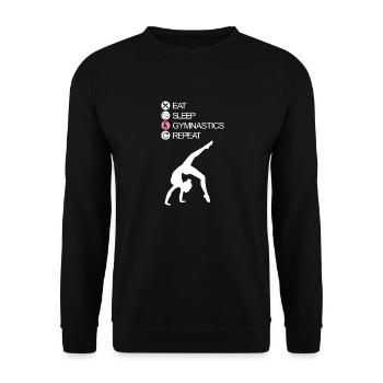 EAT SLEEP GYMNASTIC REPEAT Sportgymnastik Turnerin - Unisex Pullover - Schwarz - Vorne - Alina (178cm) & Michal (187cm)