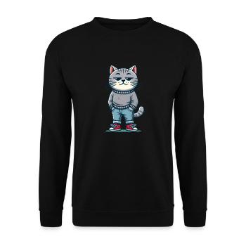Drôle Chat Réfrigéré Amour Chats - Sweat-shirt Unisexe - noir - Devant - Alina (178cm) & Michal (187cm)