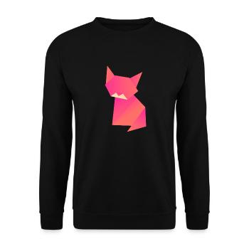 Katze Origami Polygon - Unisex Pullover - Schwarz - Vorne - Alina (178cm) & Michal (187cm)