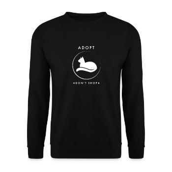Adopt Do not Shop Cat Animal Welfare - Unisex Sweatshirt - black - Front - Alina (178cm) & Michal (187cm)