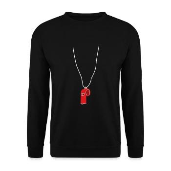 Bademeister Trillerpfeife Kette Kostüm - Unisex Pullover - Schwarz - Vorne - Alina (178cm) & Michal (187cm)