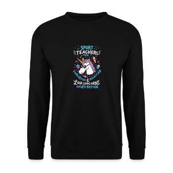 Sports Teacher Gift - Sports Teacher School Einhorn - Unisex Sweatshirt - black - Front - Alina (178cm) & Michal (187cm)