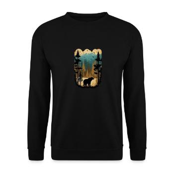 Natur Wald Tiere Bär Vintage Retro Wandern Outdoor - Unisex Pullover - Schwarz - Vorne - Alina (178cm) & Michal (187cm)