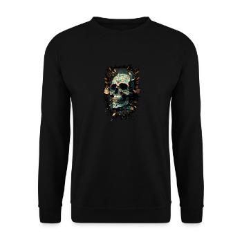 Skull Dia de los Muertos Halloween Tattoo - Unisex Sweatshirt - black - Front - Alina (178cm) & Michal (187cm)