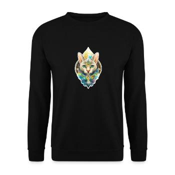 Spirituell Yoga Katzen Mandala Aquarell Katze Tier - Unisex Pullover - Schwarz - Vorne - Alina (178cm) & Michal (187cm)