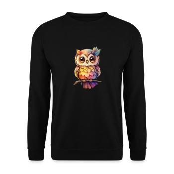 Hibou coloré Animal Oiseau Aigle Hibou Nuit Enfant Bébé Pyjamas - Sweat-shirt Unisexe - noir - Devant - Alina (178cm) & Michal (187cm)