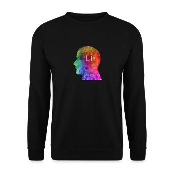 LGBTQIA+ Regenbogen KI Glitch - Unisex Pullover - Schwarz - Vorne - Alina (178cm) & Michal (187cm)