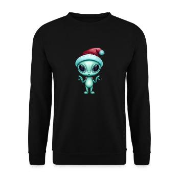 Christmas alien with Santa hat - Unisex Sweatshirt - black - Front - Alina (178cm) & Michal (187cm)