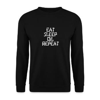 Manger de l’huile de sommeil Massagiste répété - Sweat-shirt Unisexe - noir - Devant - Alina (178cm) & Michal (187cm)