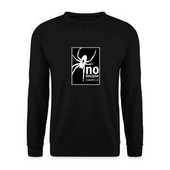 no excuse Kreuzspinne weiß - Unisex Pullover - Schwarz - Vorne - Alina (178cm) & Michal (187cm)