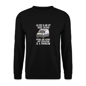 Air Goes In And Out Goes Blood - Unisex Pullover - Schwarz - Vorne - Alina (178cm) & Michal (187cm)