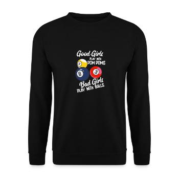 Good Girls Play With Pom Poms - Unisex Pullover - Schwarz - Vorne - Alina (178cm) & Michal (187cm)