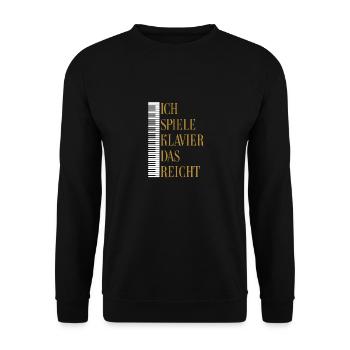 Ich spiele Klavier, Piano, Flügel, Keyboard - Unisex Pullover - Schwarz - Vorne - Alina (178cm) & Michal (187cm)