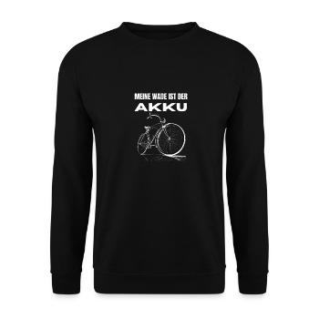 Meine Wade ist der Akku Fahrradfahrer - Unisex Pullover - Schwarz - Vorne - Alina (178cm) & Michal (187cm)