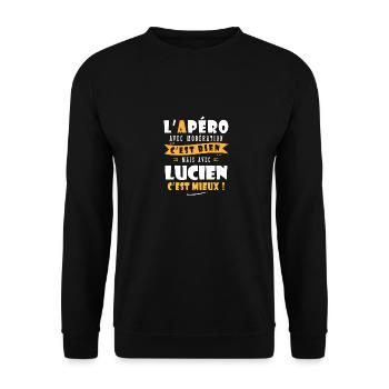 Lucien Apero T shirt Humour personnalisé lucien - Sweat-shirt Unisexe - noir - Devant - Alina (178cm) & Michal (187cm)