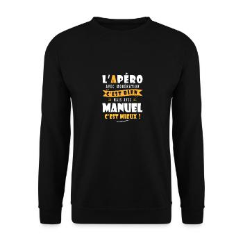 Manuel Apero T shirt Humour personnalisé manuel - Sweat-shirt Unisexe - noir - Devant - Alina (178cm) & Michal (187cm)