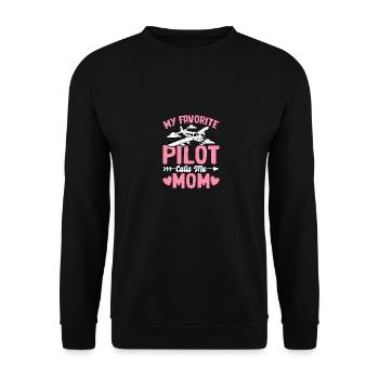 My favorite Pilot calls me Mama - Unisex Sweatshirt - black - Front - Alina (178cm) & Michal (187cm)