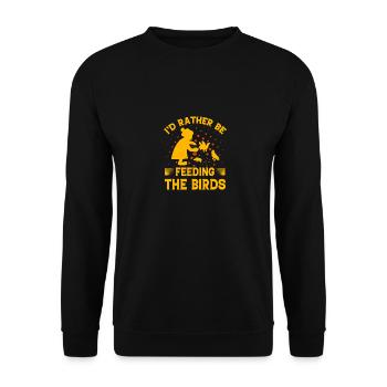 I'd rather be feeding the Birds - Unisex Sweatshirt - black - Front - Alina (178cm) & Michal (187cm)
