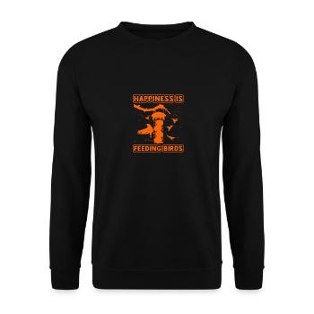 Happiness is feeding birds - Unisex Sweatshirt - black - Front - Alina (178cm) & Michal (187cm)