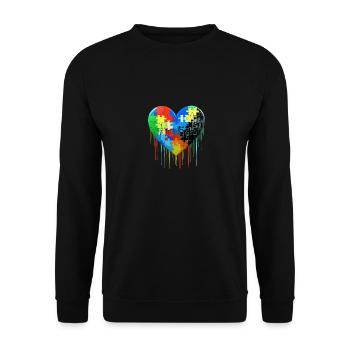Autismus Puzzle Herz - Unisex Pullover - Schwarz - Vorne - Alina (178cm) & Michal (187cm)