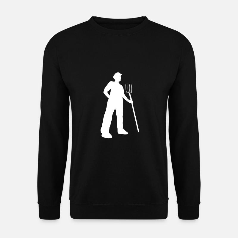 Bauer mit Mistgabel - Unisex Pullover - Schwarz