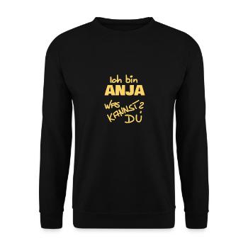 Ich heiße Anja - Unisex Pullover - Schwarz - Vorne - Alina (178cm) & Michal (187cm)