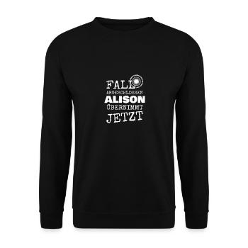 Geschenk für Alison - Unisex Pullover - Schwarz - Vorne - Alina (178cm) & Michal (187cm)