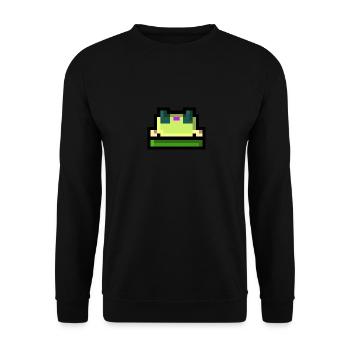 Pixel Frosch - Unisex Pullover - Schwarz - Vorne - Alina (178cm) & Michal (187cm)
