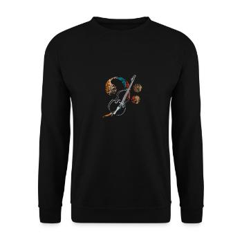 Large bass clef with double bass - Unisex Sweatshirt - black - Front - Alina (178cm) & Michal (187cm)