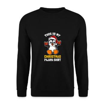 This Is My Christmas Pajama Shirt Süßer Pinguin - Unisex Pullover - Schwarz - Vorne - Alina (178cm) & Michal (187cm)