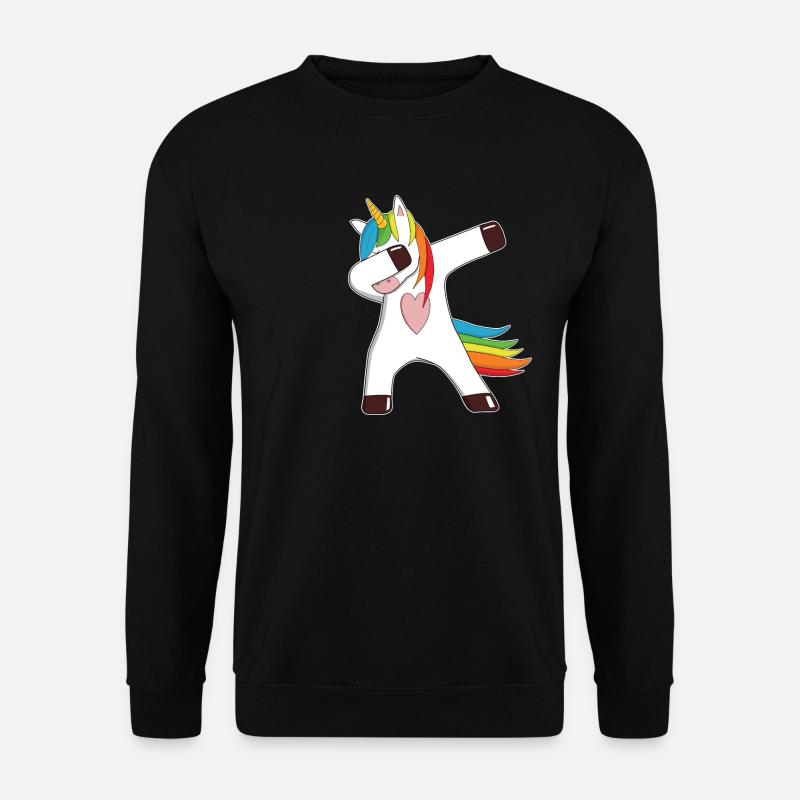 Einhorn dabbendes dabbing Geschenk bunt Herz - Unisex Pullover - Schwarz