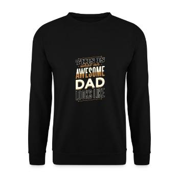 Papa Herren Welt Vatertag Familie Shirt Geschenk - Unisex Pullover - Schwarz - Vorne - Alina (178cm) & Michal (187cm)