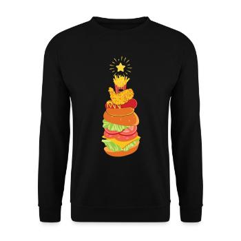 Fast Food Christmas Tree Funny Xmas - Unisex Pullover - Schwarz - Vorne - Alina (178cm) & Michal (187cm)
