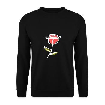 one Line Art Strichzeichnung Blume Blumen Pflanzen - Unisex Pullover - Schwarz - Vorne - Alina (178cm) & Michal (187cm)