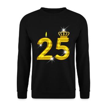 25 birthday - Crown - candle - gold - Unisex Sweatshirt - black - Front - Alina (178cm) & Michal (187cm)